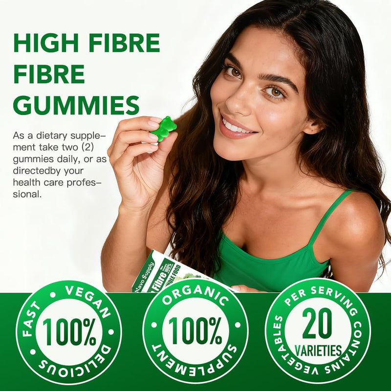 Vegetable Fibre Gummies 60 Pieces: Boost Fibre Intake + Multi-Nutrient Support，additive-Free 60 count (Pack of 1)