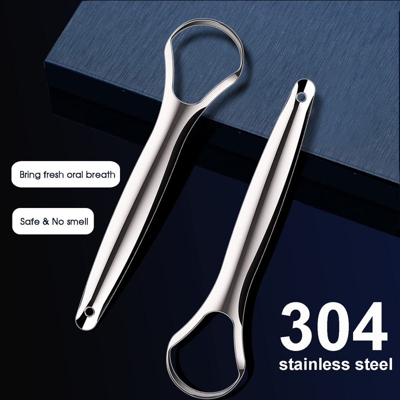 [Australia] - Metal Tongue Scraper with Travel Case, Easy to use Tongue Scraper for Adults, 100% Stainless Steel Tongue Cleaners For Oral Care, Fight Bad Breath, Professional Tongue Brush to Fresh Breath 