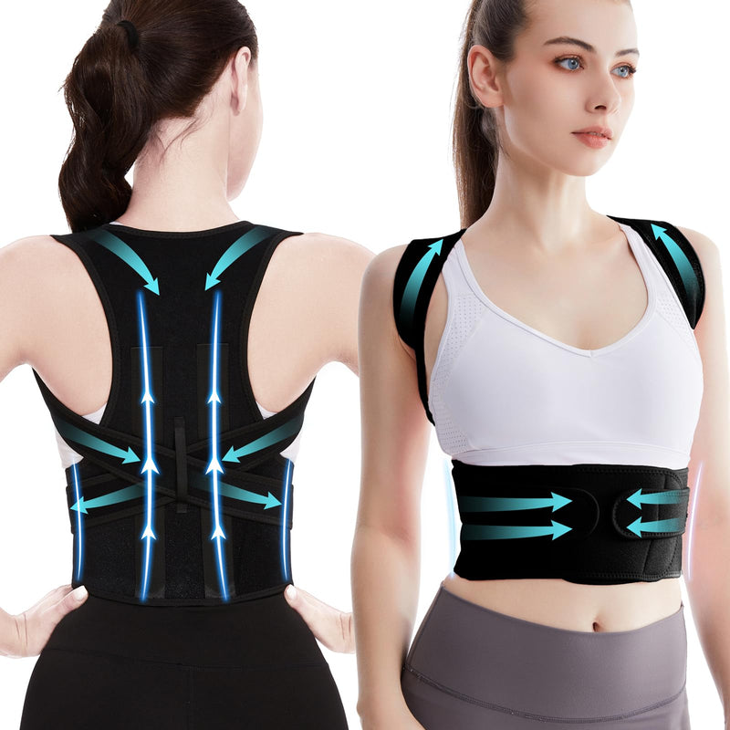 Back Brace Posture Corrector - Upper Back Support Brace - For Women Men, Spine Back Straightener, Thoracic Back Brace, Adjustable Shoulder Back Support Straightener (black, XL) black