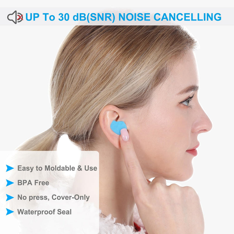 [Australia] - Ear Plugs for Sleeping, 8 Pair(16 Pieces) Moldable Noise Cancelling Silicone Earplugs for Swimming, Snoring, Sleep and Studying 16 Count (Pack of 1) 