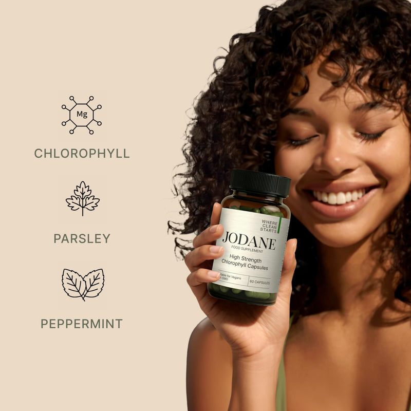 High Strength Chlorophyll Capsules with Parsley Leaf and Peppermint Leaf - Internal Deodorant Support for Fresh Breath, Underarms and Intimate Area - 60 Vegan Capsules