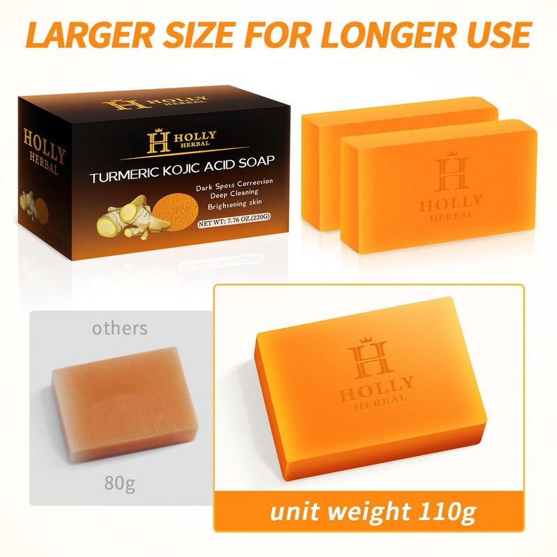 XXL 2.84oz Turmeric Soap Bar - Kojic Acid Soap Dark Spot Remover & Scars - Original Japanese Complex Vitamin C Collagen Shea Butter Retinol Acid Dark Spot Remover for Face Body Skin 1