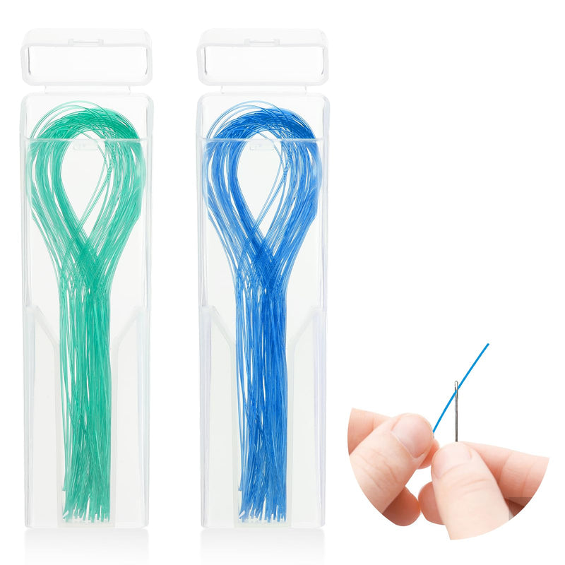 [Australia] - WLLHYF Pack of 100 Dental Floss Threaders, Biodegradable Threader Multifunctional Nylon Loop Design for Your Teeth Deep Clean Dental Floss for Braces, Bridges and Implants (Blue+Green) Blue+Green 