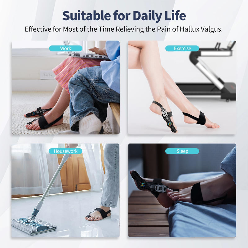 [Australia] - Bunion Corrector for Women & Men Big Toe, Black Adjustable Orthopedic Bunions Correction with Non Slip Toe Straighteners, Bunion Splint Suitable for Day/Night Feet Bunion Relief (2PCS) 