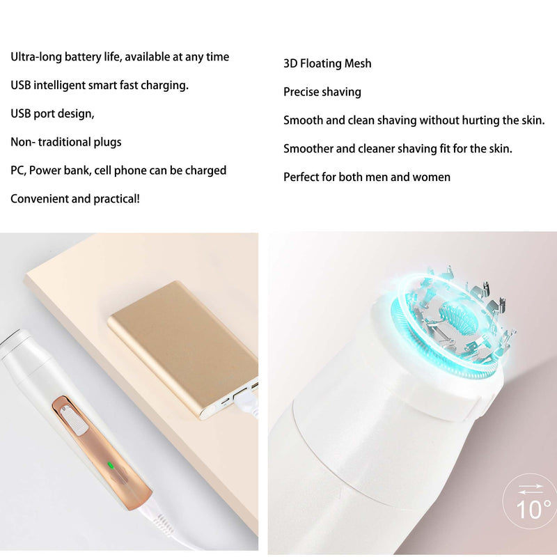 [Australia] - Womens Electric Razor, Face Shaver, Facial Hair Remover, Electric Bikini Trimmers for Legs, Travel Razor for Eyebrow Ear Nose Hair Lip Beard Armpit (Gold 4 in 1 Gold 