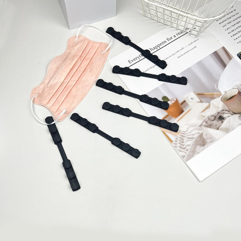 [Australia] - 6-Pack Black Adjustable Silicone Mask Strap Extenders ‚Äì Anti-Tightening Ear Savers with Hook Buckle for Comfort and Pain Relief 