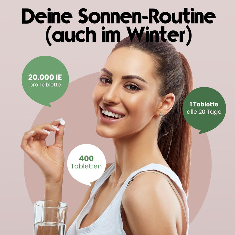 [Australia] - High-dose vitamin D3 K2 - 365 tablets with 20,000 IU - Premium K2Vital® 99.7+% All-Trans K2-MK7 - vitamin D without additives - produced in Germany XXL family pack 