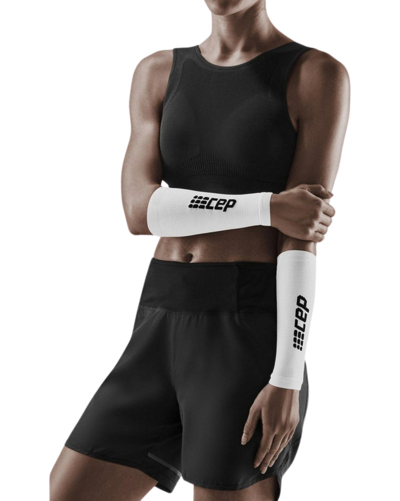 [Australia] - CEP Forearm Support Compression Sleeves, Men & Women - Forearm Sleeves (Pair) 4 White/Black 