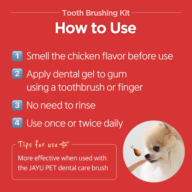 JAYU PET Tooth Brushing Kit - Dental Gel 1EA + Dental Care Brush 1EA | Dog Cat Tooth Brush Kit, Pet Toothpaste and Toothbrush Set, Dental Oral Care Kit, Dog Cat Toothpaste and Brush - PawsPlanet Australia