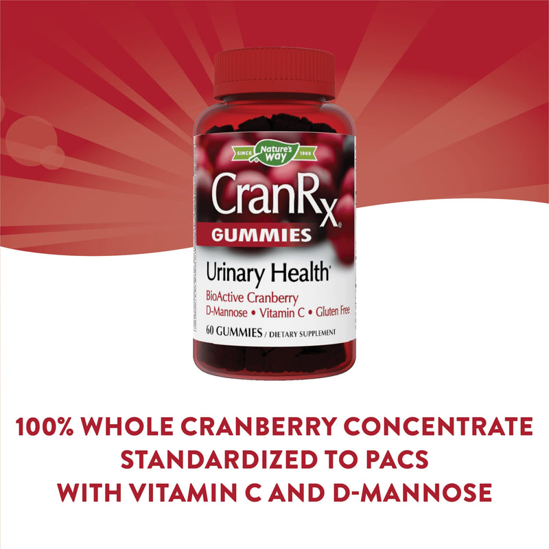[Australia] - Nature's Way CranRx Cranberry Gummies, Urinary Tract Health Support* Supplement with D-Mannose + Vitamin C, 60 Gummies 