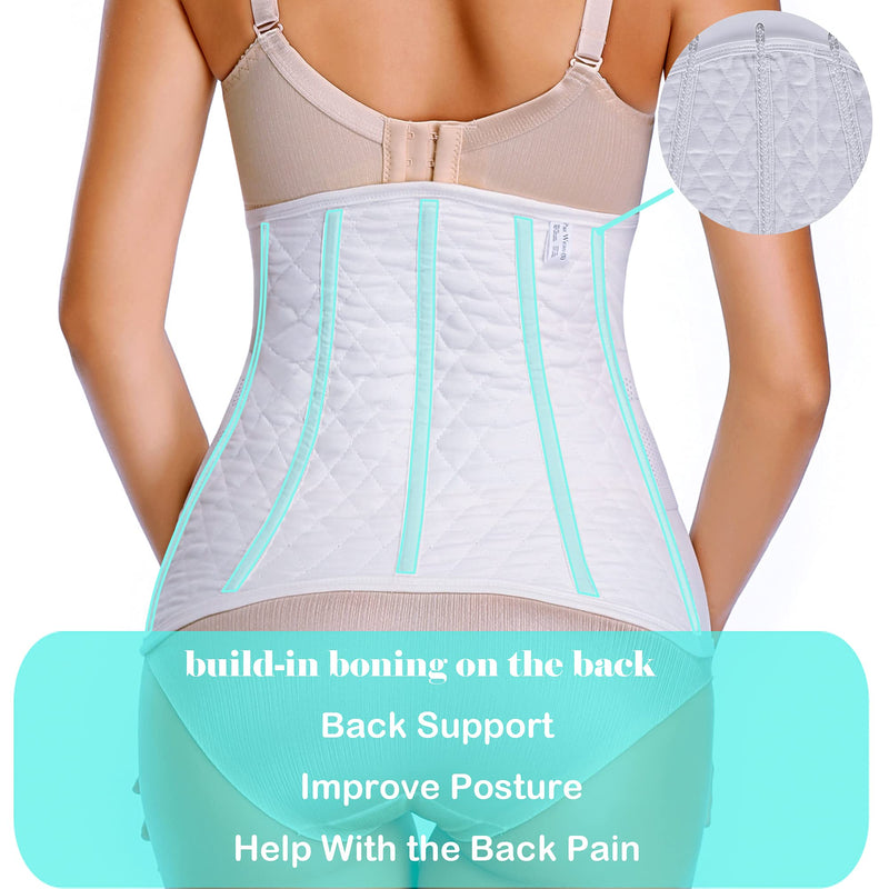 Post Belly Band Postpartum Recovery Belt Girdle Belly Binder, Cotton White Large