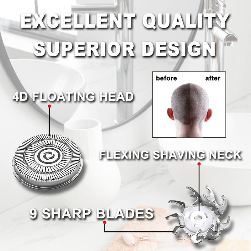 8 PACKS Head Shaver Replacement Heads Compatible with Skull Shaver Pitbull Gold PRO, Pitbull Silver PRO, Palm, Pitbull Platinum PRO, Electric Razor Replacement head for Superior Shaving 8PACKS