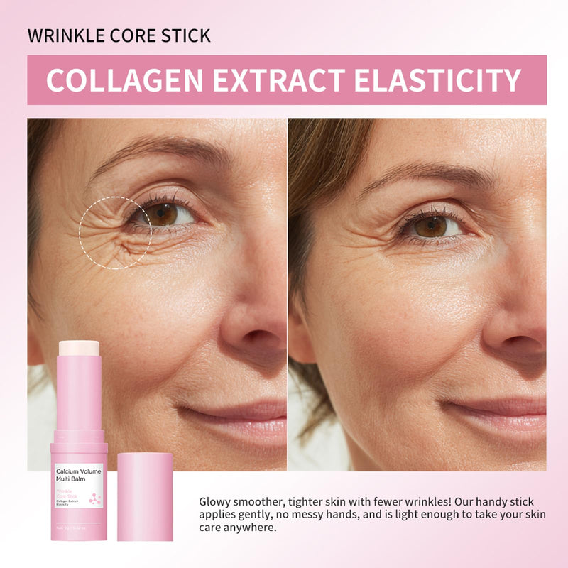 Cemenrete Calcium Volume Multi Balm Stick, Korean Collagen Moisturizing Glow, Hydrating & Anti-Aging Almond Vitamin E for Face, Eyes, Lips & Neck (Multi Balm Stick, 2) 2PCS Multi Balm Stick 1 Count (Pack of 2)