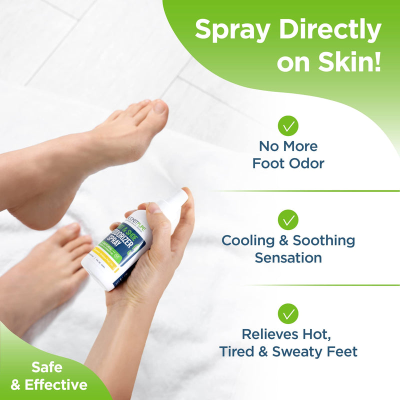 Rocket Pure Natural Foot and Shoe Deodorizer Spray, Deodorant and Odor Eliminator for Smelly Feet, Smell Remover, Formulated with Essential Oils, Made in the USA, Lemon, 4 fl oz