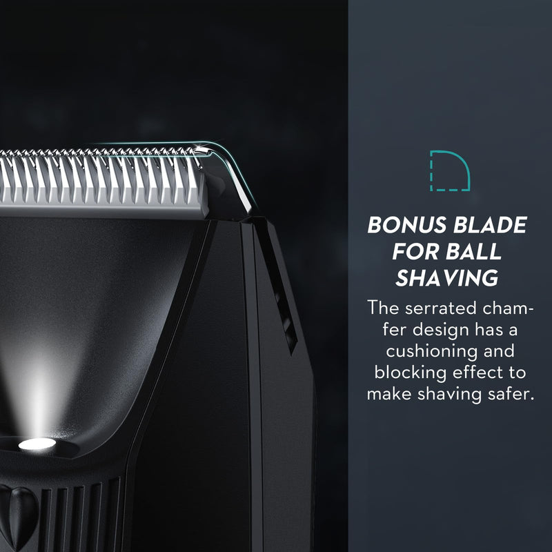 [Australia] - Intimate razor for men, Kibiy electric body razor for men with replaceable anti-cut ceramic blade, professional IPX7 waterproof body hair trimmer with LED light, display and standing charging station... Black Body with two blades 