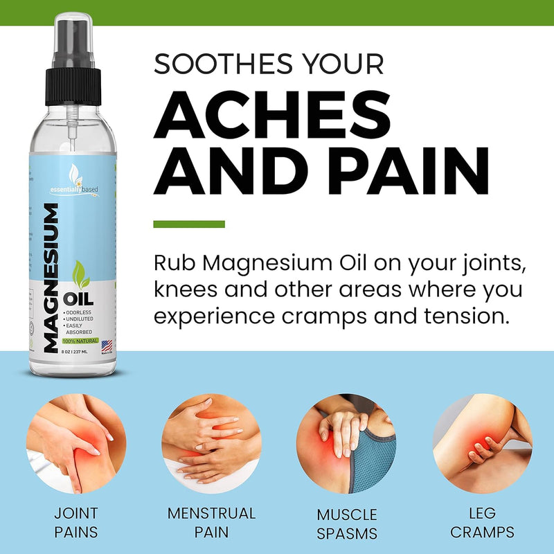 [Australia] - Magnesium Oil Spray 8oz Size - Extra Strength - 100% Pure for Less Sting - Less Itch - Essential Mineral Source - Made in USA 8 Ounce (Pack of 1) Clear 