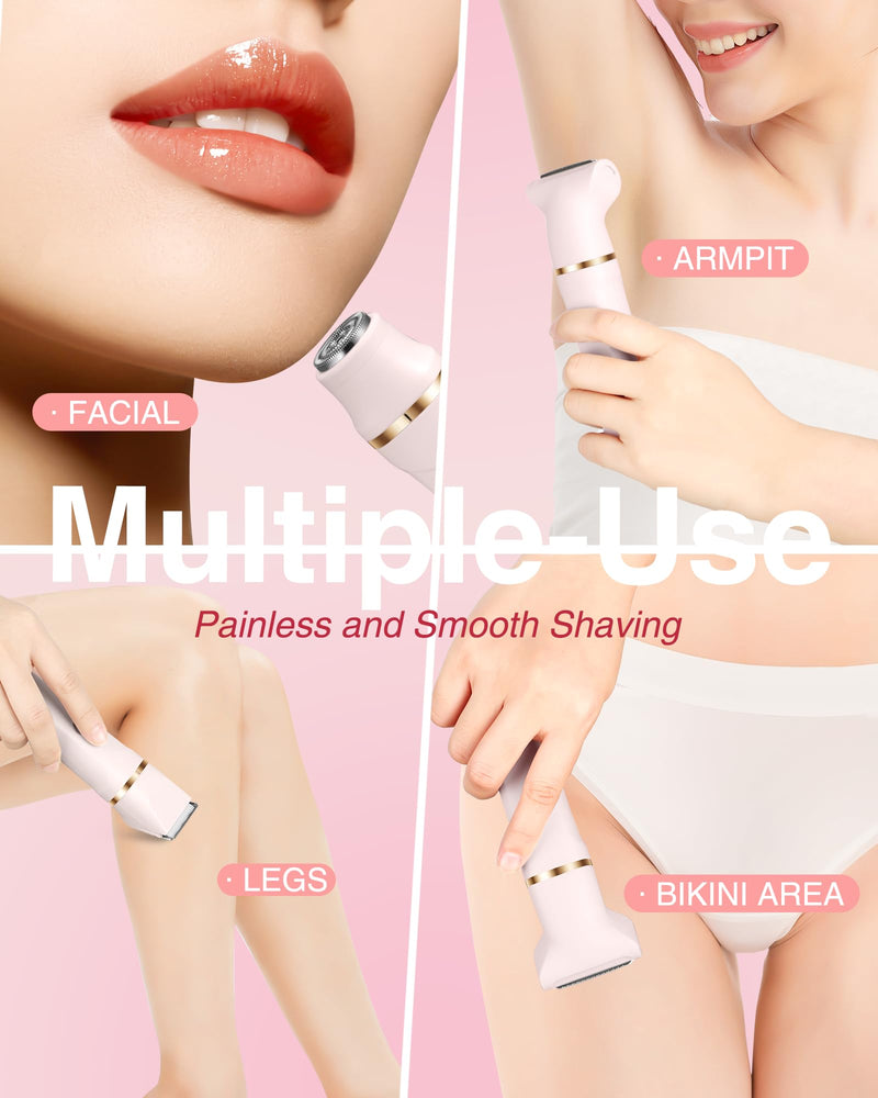 [Australia] - Bikini Trimmer for Women - 3-in-1 Painless Electric Razor Shaver,IPX7 Waterproof&Easy Cleaning for Pubic Hair,Face,Body with Ceramic Blades,USB Rechargeable,Wet&Dry Use(Peach) Peach 