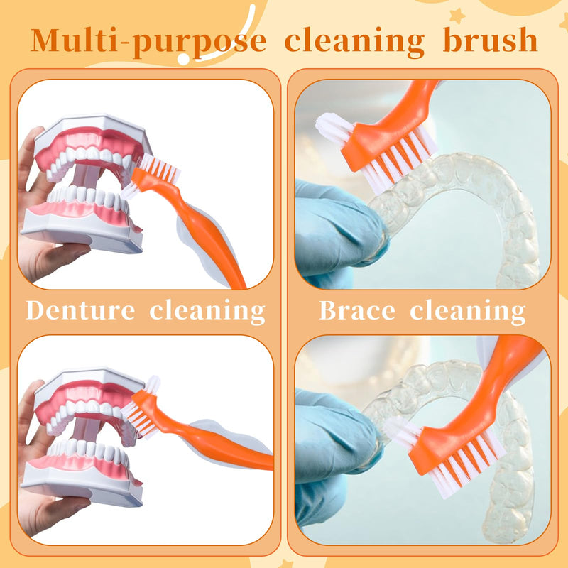 [Australia] - JIYIN Pack of 3 denture brushes, double-sided denture toothbrushes, denture toothbrushes, cleaning brush for cleaning false teeth (color 2) 