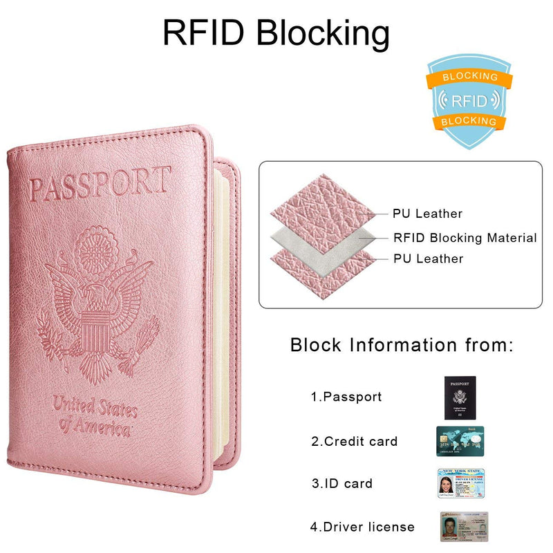 WALNEW Travel Duffel Bag & Passport Holder Bundle - Pink, 41x21x40cm - Women's Travel Bag with RFID Protection & Waterproof Compartment - Unisex-Adults