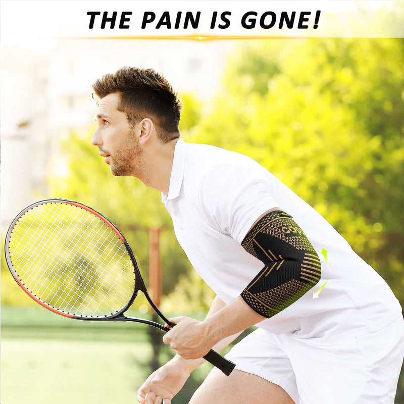 [Australia] - Copper Elbow Brace Compression Sleeve for Pain Relief Men & Women, Arm Support Sleeves Forearm Pain Relief Pads Braces for Tendonitis, Tennis & Golfers Elbow Treatment, Arthritis, Weight lifting Medium Black 