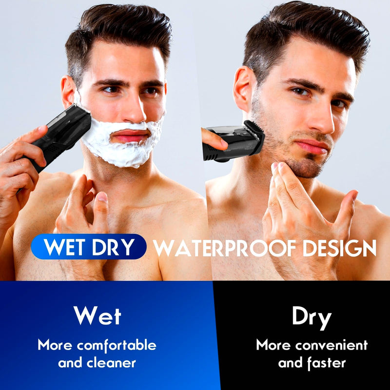 [Australia] - Vacuum Beard Trimmer for Men Rechargeable, IPX6 Waterproof Mustache Trimmer with Adjustable Length Combs (1/25’’-4/5’’), Men’s Electric Stubble Trimmer, Cordless with Built-in Vacuum (Black) Black 