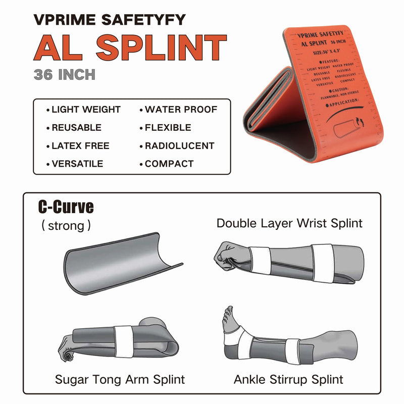 [Australia] - First Aid Splint 36" X 4.3" Orange -Waterproof First Aid Medical Tactical Field Splint For Bone Fracture Treatment (4, Splint Bundle) 