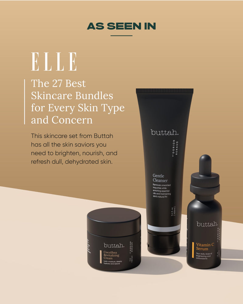 [Australia] - Buttah Skin Transforming Kit for Melanin Rich Skin | CocoShea Revitalizing Cream 2 oz | Vitamin C Serum 1 oz | Buttah Cleanser 3.4 oz | Black Owned Skincare CocoShea Cream 