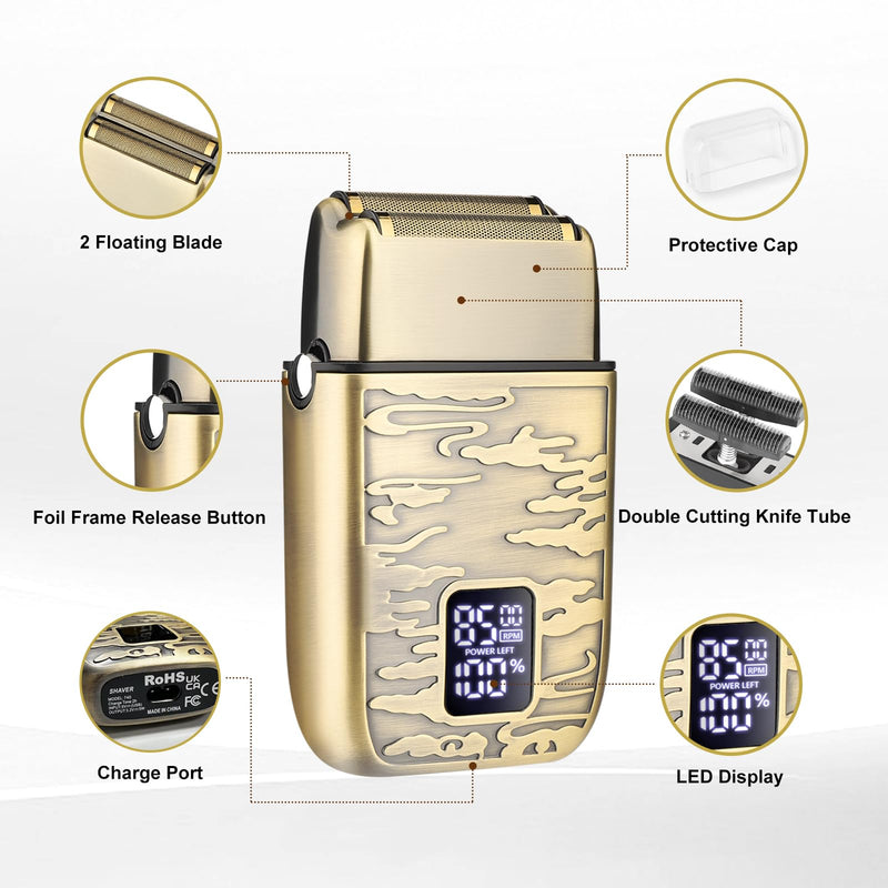 [Australia] - GSKY Electric Razor, Double Foil, Foil Shavers for Men,Electric Shavers for Men,Cordless Barber Shaver Beard Trimmer 
