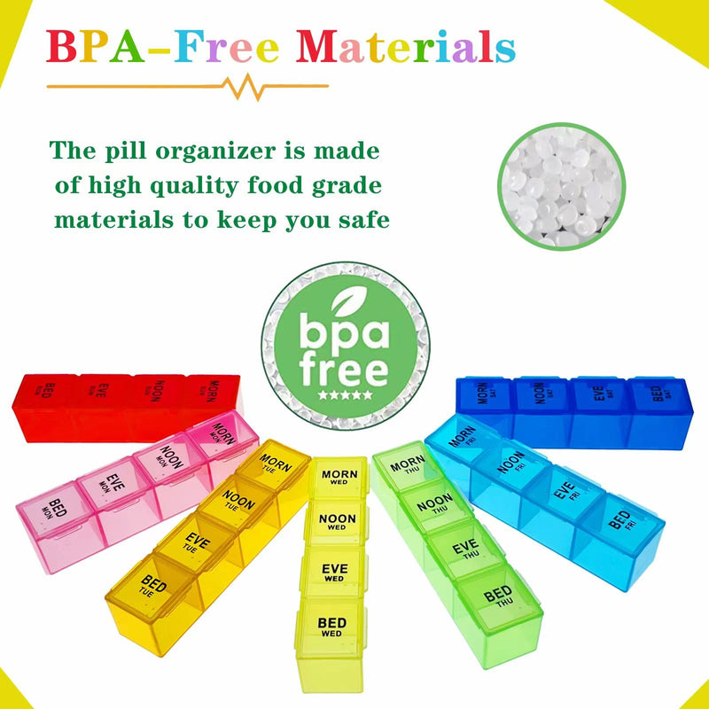 ZVZM Weekly Pill Organizer 4 Times a Day, Medicine Organizer Box, Travel Daily Pill Box Organizer 7 Day, Pill Case, Pill Container Holder for Hold Vitamins/Fish Oils. White