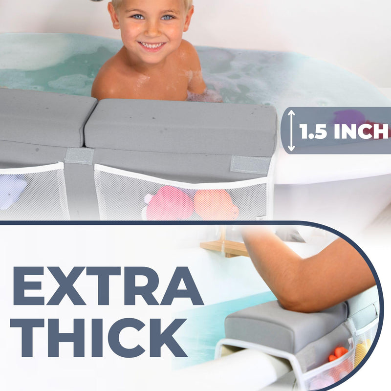 [Australia] - Comfortable Baby Bath Kneeler and Elbow Rest Pad Set ‚Äì Thick Memory Foam Bath Kneeling Pad with Elbow Support ‚Äì Baby Bathtub Cushion with Toy Organizer for Bathing Infant or Toddler - Grey 01/Grey 