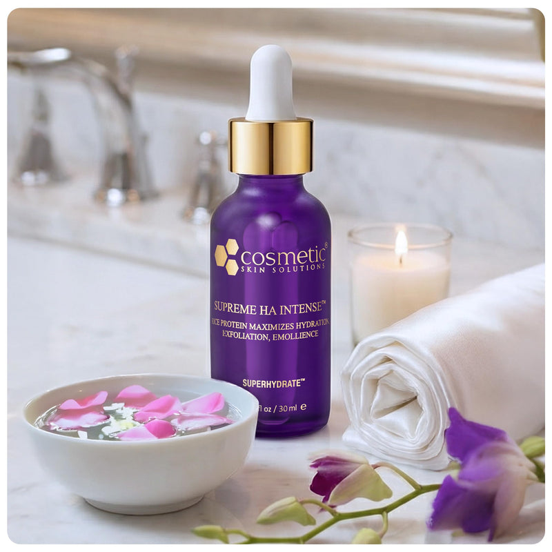 Supreme HA Intense – Hyaluronic Acid Serum with Vitamin E, Purple Rice Extract, Mandelic & Malic Acids – Hydrating and Smoothing Face Serum for Radiant Looking Skin – 1 fl oz