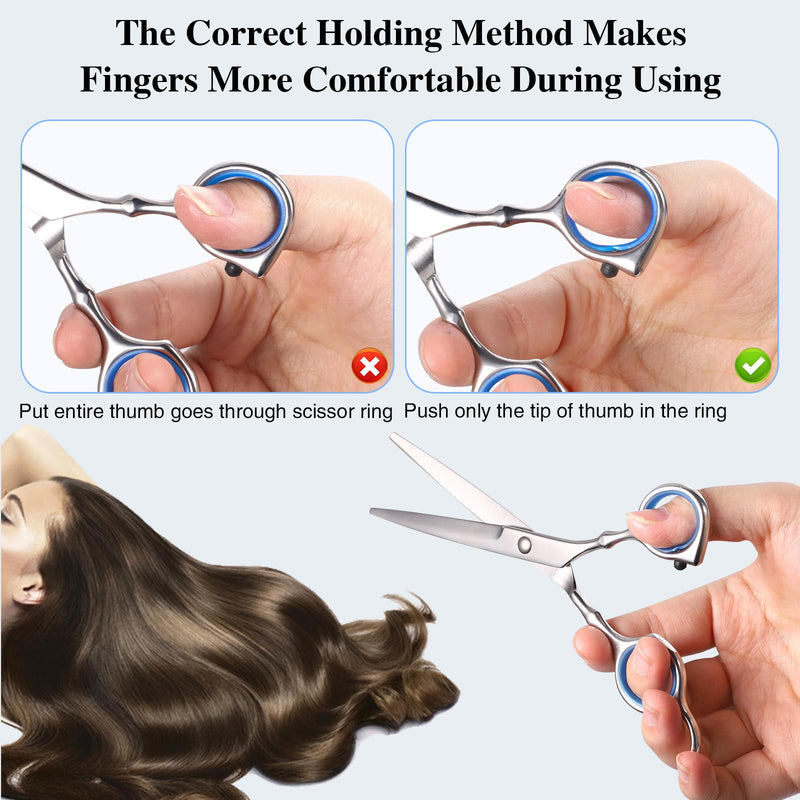 [Australia] - Hairdressing Scissors, 6.7 Inch Sharp Hair Scissors Set Stainless Steel Hair Cutting Scissors Professional with Protective Case, Hair Scissors Hairdresser Thinning Scissors for Beginners, Barber Shop, Pet Silver 