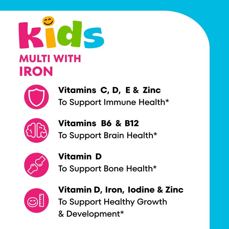 One A Day Kids Multivitamin with Iron Gummy, Vitamin D, Vitamin C, E, Zinc for Immune Support, Gummy Vitamins, Kids Multivitamin Gummies with Iron, Cherry Flavor, 60 Count (Packaging May Vary)