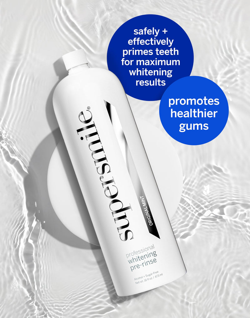 Supersmile Whitening Pre-Rinse, Original Mint, Alcohol-Free, 16 Fl Oz | Pre-Brush Mouthwash Primes Teeth for Whitening, Calprox® Powered, No Alcohol Burn, Daily Use, Veneer Safe