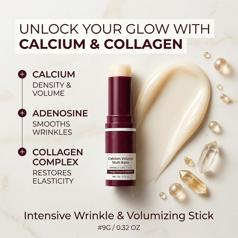 Aluckgood Pdrn Collagen Stick, Beauty Stick, Beauty Calcium Multi Balm Stick,Korean Skin Care Collagen Wrinkles Face Eye treatment Balm, for All Skin Types (2PCS) 2PCS