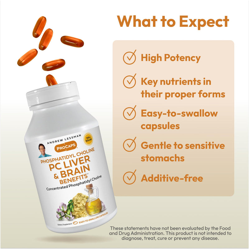[Australia] - ANDREW LESSMAN PC Liver and Brain Benefits 360 Softgels - Phosphatidyl Choline, Most Important Building Block for Healthy Liver and Brain Structure, Function. No Additives. Easy to Swallow Softgels 360 Count (Pack of 1) 