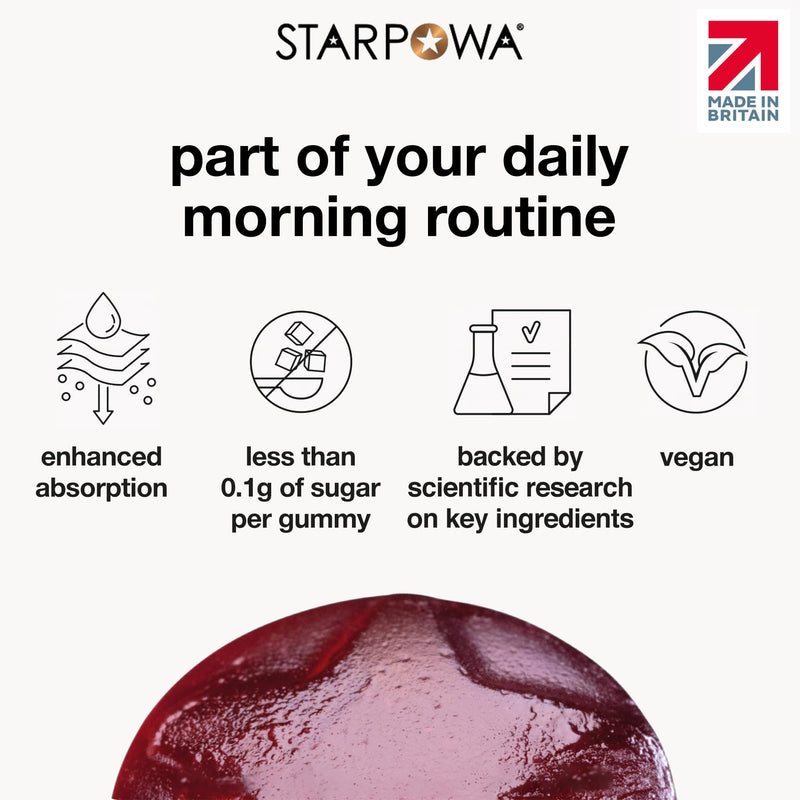 Starpowa Energy + Shilajit 300mg Gummies - Himalayan Shilajit, Vitamin B12, B6, Folic Acid, C & D3 - Supports Energy-Yielding Metabolism & Immune Support - Mixed Berry - 60 Gummies, 30-Day Supply