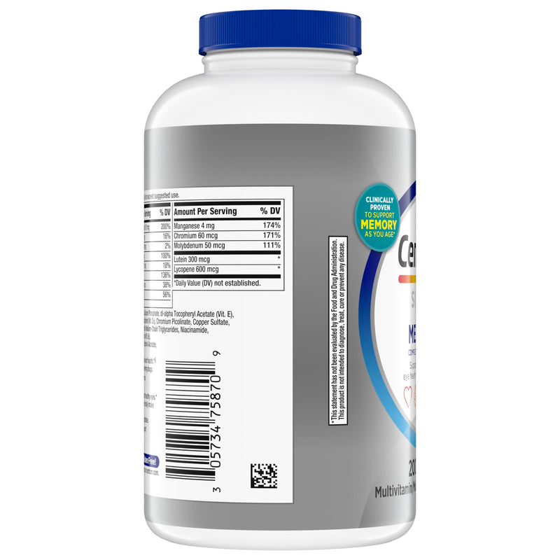 Centrum Silver Men's 50+ Multivitamin with Vitamin D3, B-Vitamins, Zinc for Memory and Cognition - 200 Tablets | Contains Vitamins D3, E, B6, and B12, Gluten Free, Non-GMO Ingredients, GLP-1 Support New 200 Count (Pack of 1)