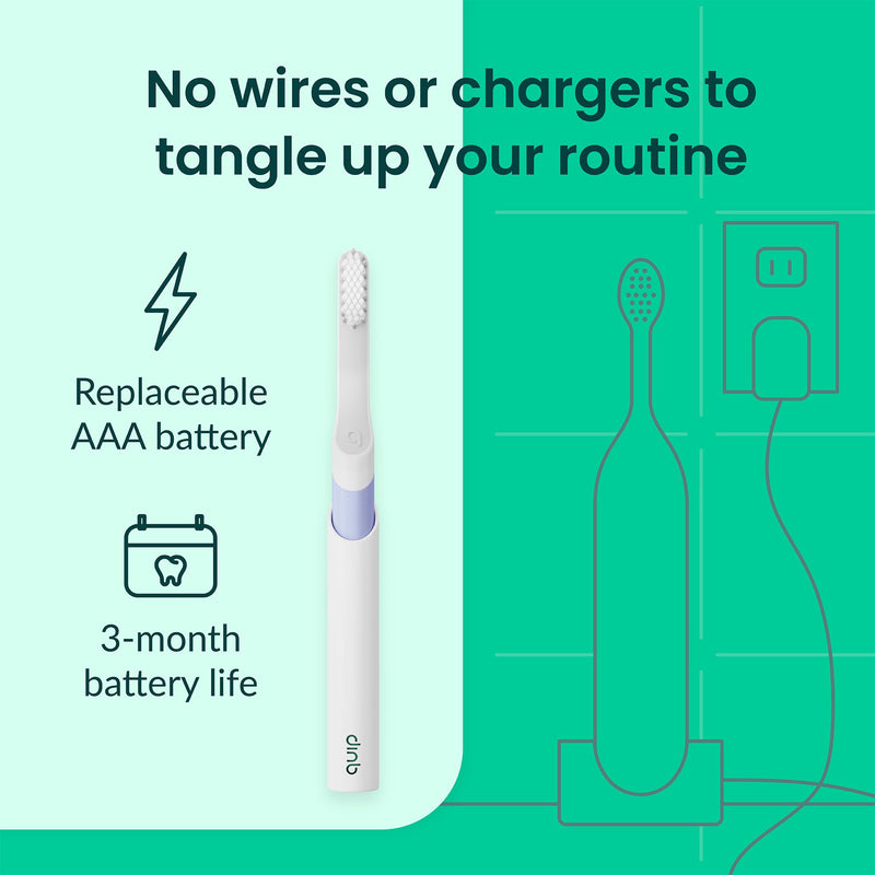 [Australia] - Quip Sonic Electric Toothbrush for Adults - Time Travel & Soft Bristles with Travel Case & Replacement Brush Head - 3 Month Battery Life, Plastic Handle- Lavender 1 Count (Pack of 1) 