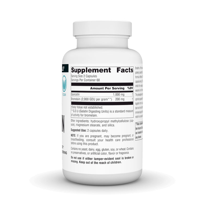 Source Naturals Quercetin with Bromelain, 500 mg - 120 Vegan Capsules | 1000 mg per Serving | Respiratory and Immune Support*