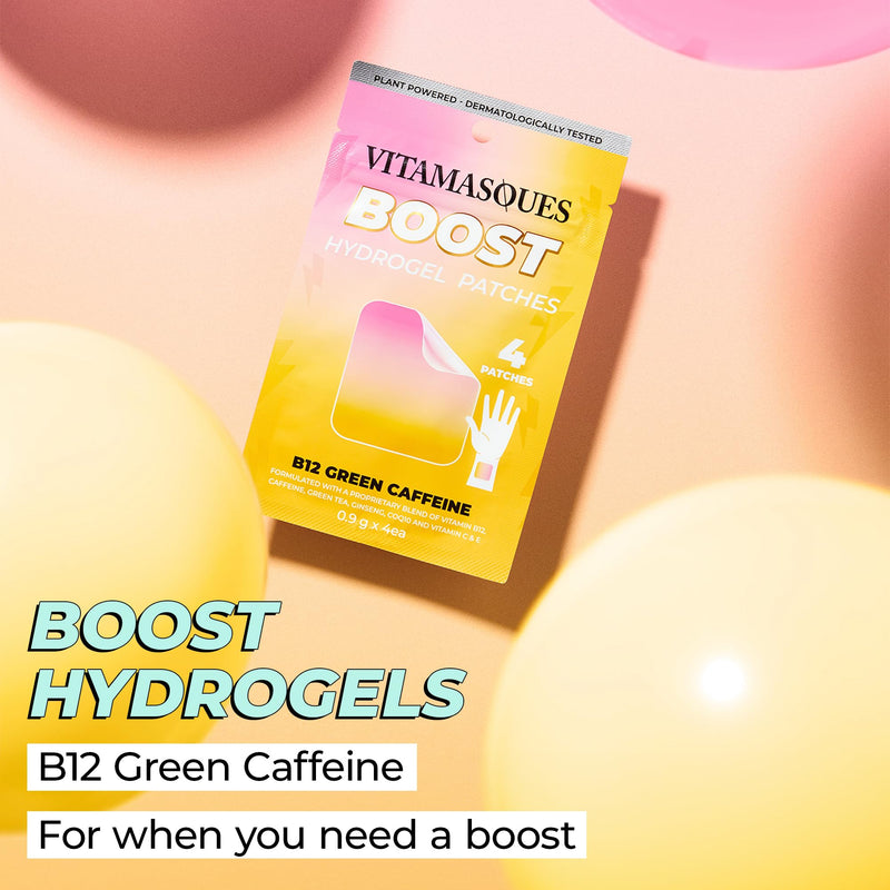 Vitamasques Energy Patches, Boostme Wellness Hydrogel Patch (3-Pack) - B12 Vitamin Patches for Women & Men, Focus Patches for Adults - Cruelty-Free, Gluten-Free, & Filler-Free Caffeine Patches