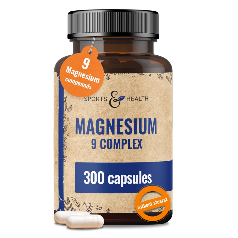 Magnesium Complex High Dose 400 mg - [300 x Capsules - 9 Magnesium Compounds] - Magnesium High Dose Capsules - Magnesium Complex Vitamin B - Magnesium Oxide, Magnesium Bisglycinate