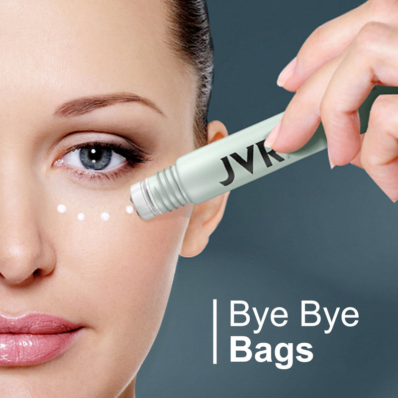 JVR Caffeine Eye Cream and Under Eyes Roller for Dark Circles 20 ml | Smooth away Puffiness, Fine lines, Under-Eyes Bags | Eye serum, Vitamin C, Hyaluronic acid