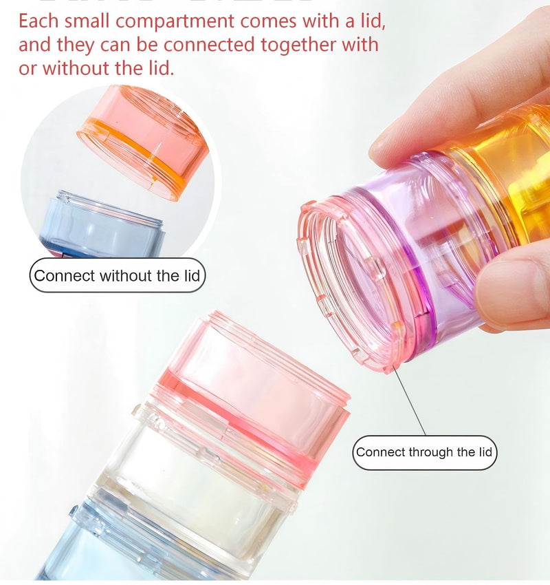 Stacking Pill Box Vitamin Organizer 7 Day Travel Case Holder Container (Multicolor, S) Multicolor