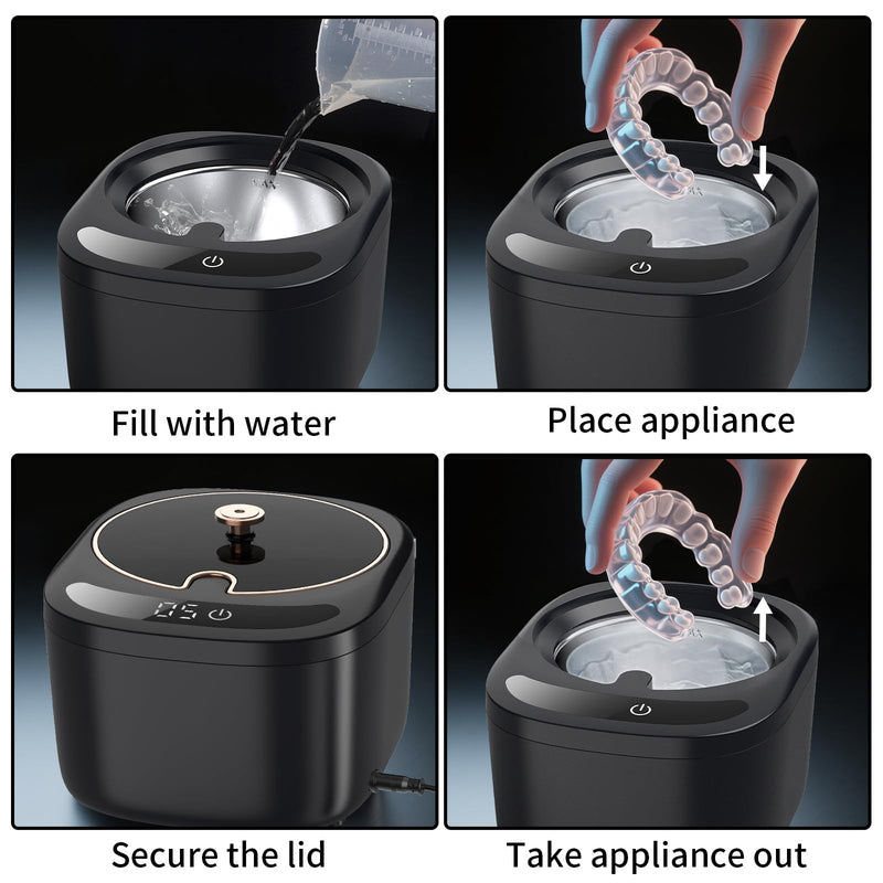 [Australia] - Ultrasonic Retainer Cleaner Machine, Dental Cleaning Pod, 45kHz Retainer Cleaning with 230ML Capacity for Dentures, Aligner, Mouth Guards, Braces, Jewelry, Nightguard & All Dental Appliances 
