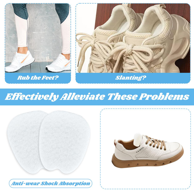 [Australia] - NICENEEEDED 6 Pairs Felt Tongue Pads, Self-Adhesive Tongue Pads, White Non-Slip Soft Shoe Insoles, Foot Pads, Metatarsal Pads 
