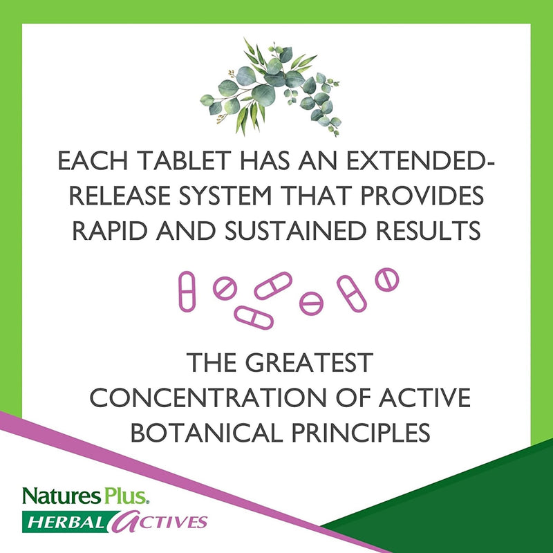 NaturesPlus Herbal Actives Tri Immune Tablets - Triple Action Immune Support with Zinc and Vitamin C, Olive Leaf, Arabinogalactans, Andrographis - Vegetarian, Gluten Free - 60 Tablets 60 count (Pack of 1)