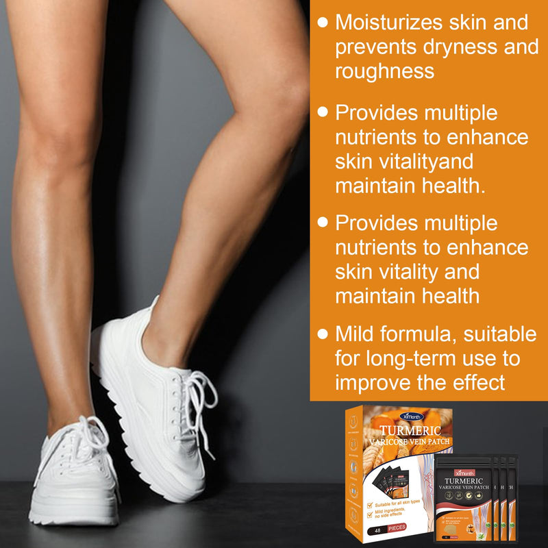 [Australia] - 48 pieces turmeric plaster varicose veins, turmeric varicose vein plaster, Turmeric Max plaster, naturally relieves varicose veins in legs and spider veins, promotes blood circulation 