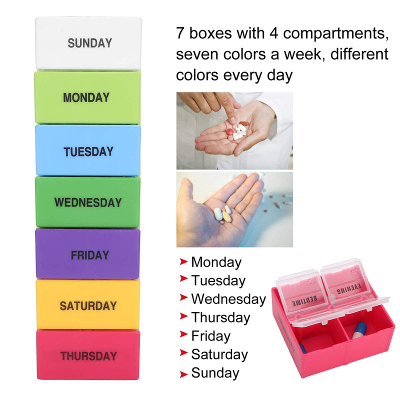ZJchao Weekly Portable Pills Organizer Box Container 4 Times a Day Large Capacity Weekly Jewelry Case for Pills Vitamin Fish Oil Supplements