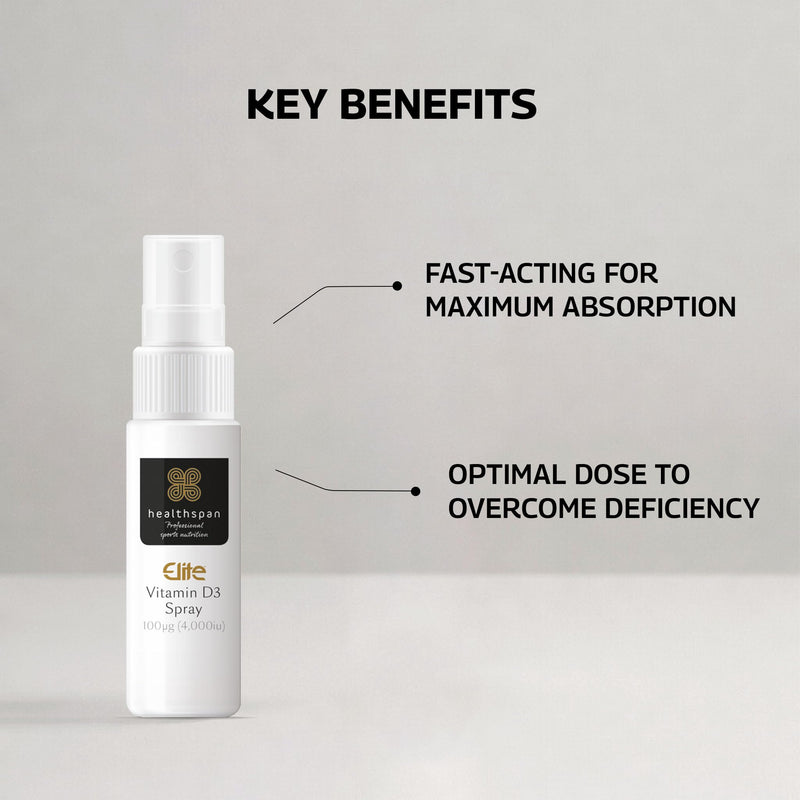 Healthspan Elite Vitamin D3 Spray 4,000iu (15ml) | All Blacks Official Partner | Supports Bones, Muscles & Immune Health | Peppermint Flavour | Informed Sport Accredited | Vegan 4000iu Spray